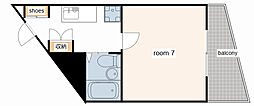 プレアール姫路山吹 1Kの間取図画像