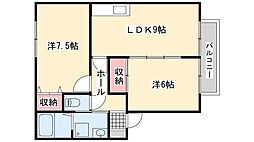 ハイツミウラA 2LDKの間取図画像