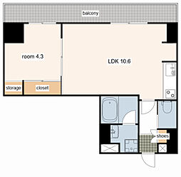 GLANZ高尾町 1LDKの間取図画像