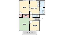 フレグランス金保A棟 3DKの間取図画像