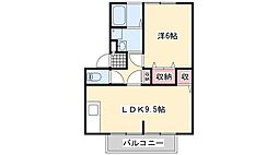 グリーンハイツ 1LDKの間取図画像