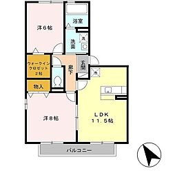 グリーンコート手柄 2LDKの間取図画像