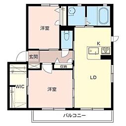 シャーメゾンアミノウチA棟 2LDKの間取図画像