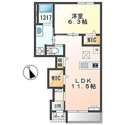 八千代 1LDKの間取図画像