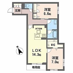 ニコスビル 2LDKの間取図画像