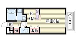 エミネンス堂本 1Kの間取図画像