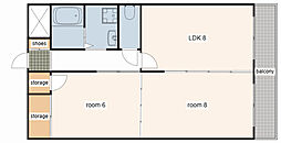 広畑中村コーポ 2LDKの間取図画像