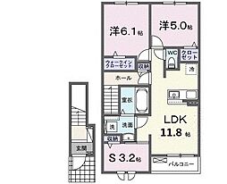 メゾングレーヌ東觜崎駅前A 2LDKの間取図画像