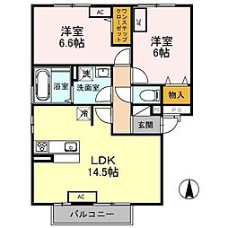 アベニール浜 2LDKの間取図画像