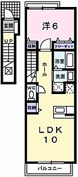 ポルテ・ボヌールB棟 1LDKの間取図画像