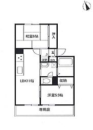 クレール御立A棟 2LDKの間取図画像