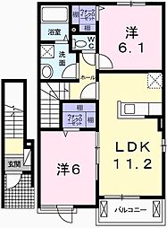 ラフレシールあぼしD 2LDKの間取図画像