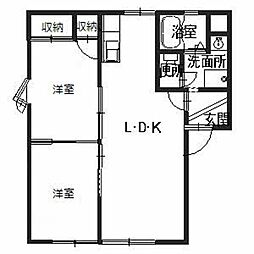 JAハイツ三快 2LDKの間取図画像
