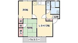 ガーデンハイツA棟 2LDKの間取図画像