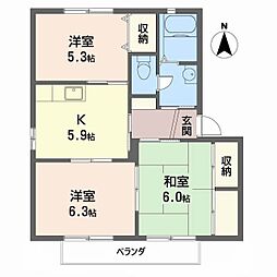 シャーメゾン志保A 3Kの間取図画像
