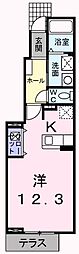 エレガントカーサ 1Kの間取図画像