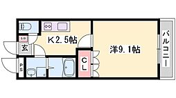 ヴェルジュール御着 1Kの間取図画像
