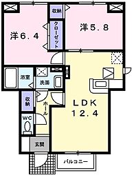 ソレイユ白浜北1 2LDKの間取図画像