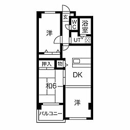 シャトー三和青山 2LDKの間取図画像