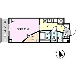 ヴィンチェロ 1Kの間取図画像