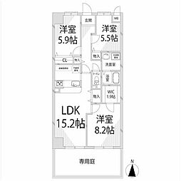 キャッスルコート東辻井 3LDKの間取図画像