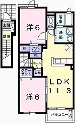 プリスマテラA 2LDKの間取図画像