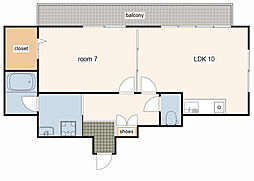 KEIマンション 1LDKの間取図画像