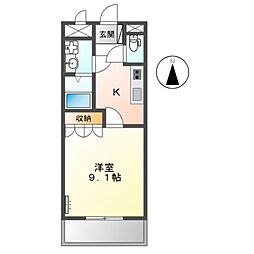 レインボーパレス1 1Kの間取図画像
