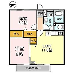 サン・ロワール 2LDKの間取図画像