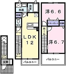 メゾン・ド・リジェールN棟 2LDKの間取図画像