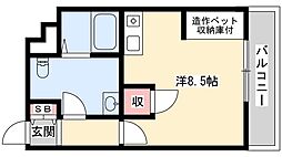 プライム英賀保 ワンルームの間取図画像