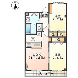 コンフォート 2LDKの間取図画像