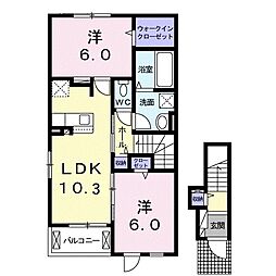 エイド2 2LDKの間取図画像