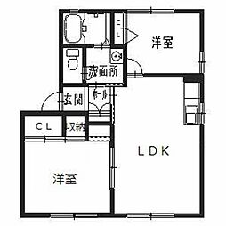 ジュネスのざとWEST 2LDKの間取図画像