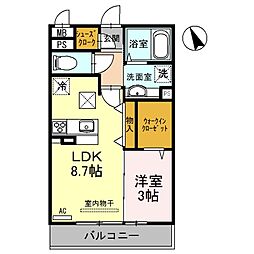 メゾンドールM 1LDKの間取図画像