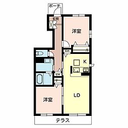 シャンティ夢前A 2LDKの間取図画像