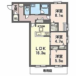 オカバ姫路青山シャーメゾンA 3LDKの間取図画像