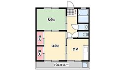 龍野ハイツ 2DKの間取図画像