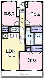 ファミール・サンフジ 3LDKの間取図画像