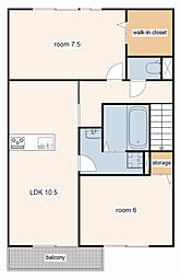 サニーコート 2LDKの間取図画像