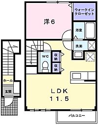 サニーパレスD棟 1LDKの間取図画像