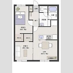 モア・レビュートハイツ前田C棟 2LDKの間取図画像