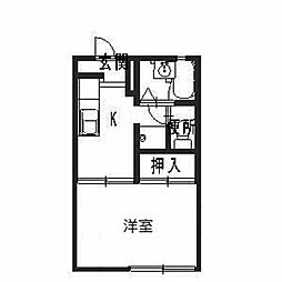 ヴィラカメリアA棟 1Kの間取図画像