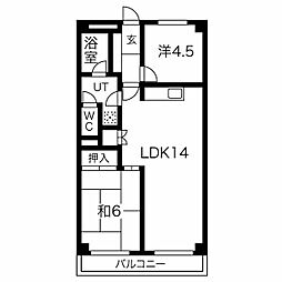 ハイツ野田 2LDKの間取図画像