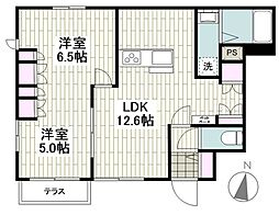 大和市上草柳8丁目マンション 2LDKの間取図画像