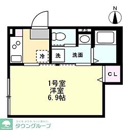 ベイルームハイム大和中央B 1Kの間取図画像