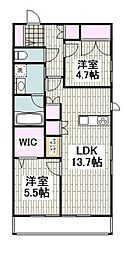 mac鶴間 2LDKの間取図画像