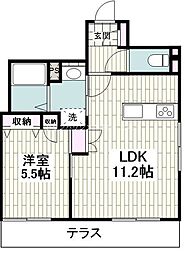 クラウンメゾン 1LDKの間取図画像