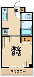 コアクレスト上草柳3 1Kの間取図画像