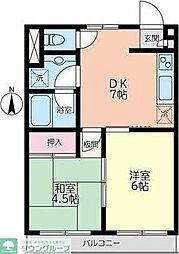 パレスジュン 2DKの間取図画像
